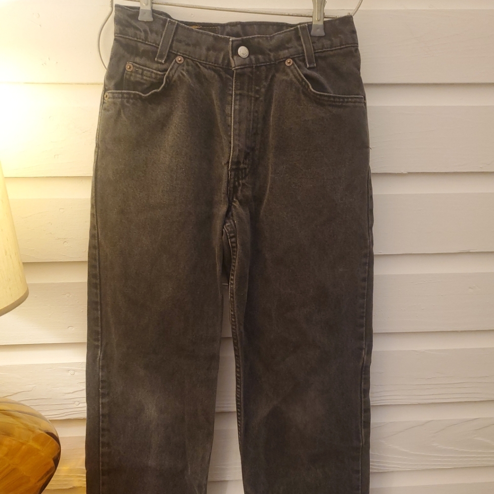 Levi's 505 27x27 Size 14 Black Gray Kids Childrens Straight Leg Snap & Zipper